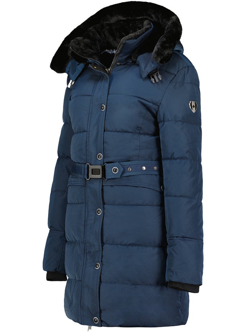 Parka larga con capucha desmontable de piel sintética bettineak – canadian peak Azul marino - Kiabi