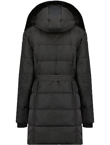 Parka larga con capucha desmontable de piel sintética bettineak – canadian peak