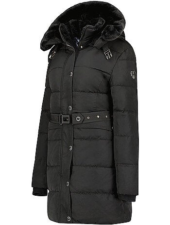 Parka larga con capucha desmontable de piel sintética bettineak – canadian peak