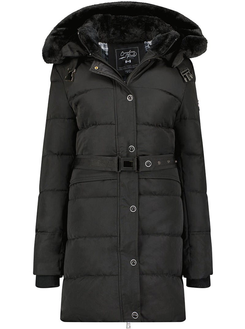 Parka larga con capucha desmontable de piel sintética bettineak – canadian peak Negro - Kiabi