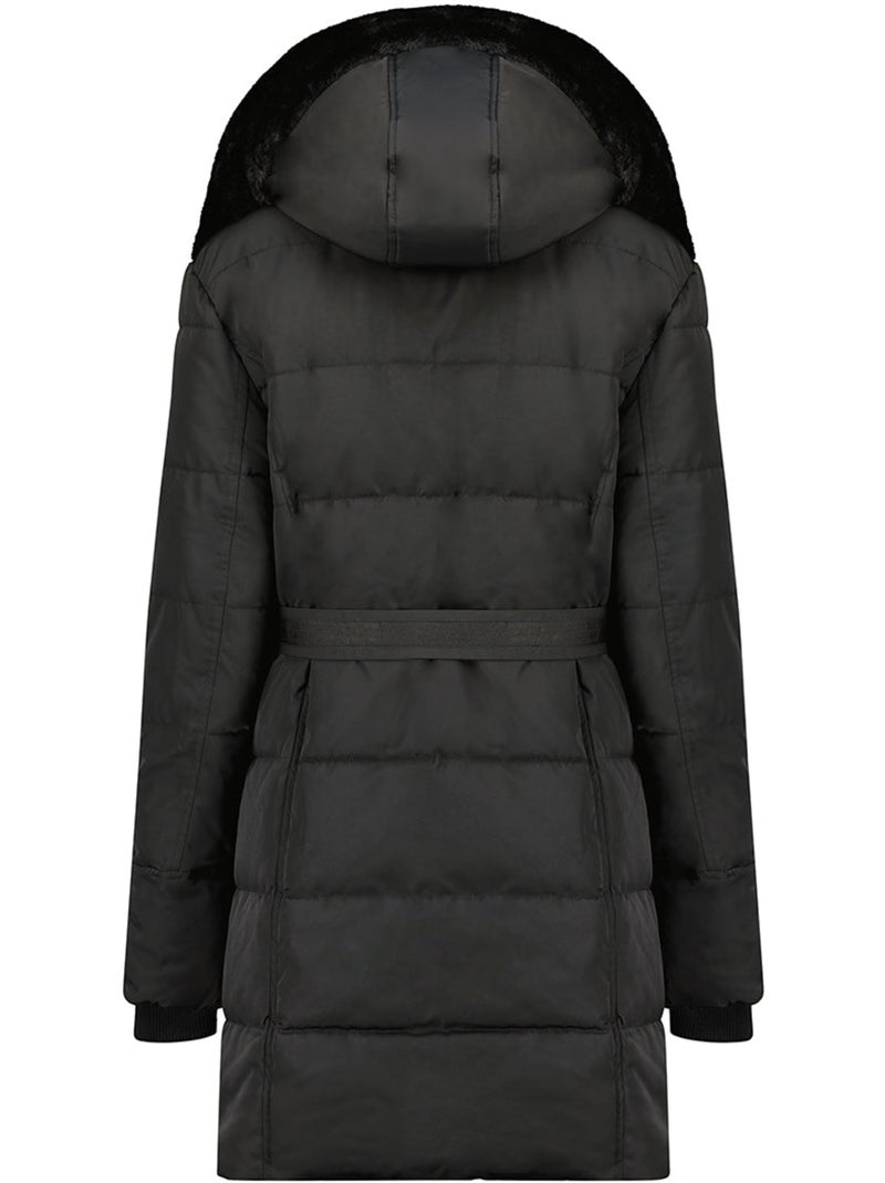Parka larga con capucha desmontable de piel sintética bettineak – canadian peak Negro - Kiabi