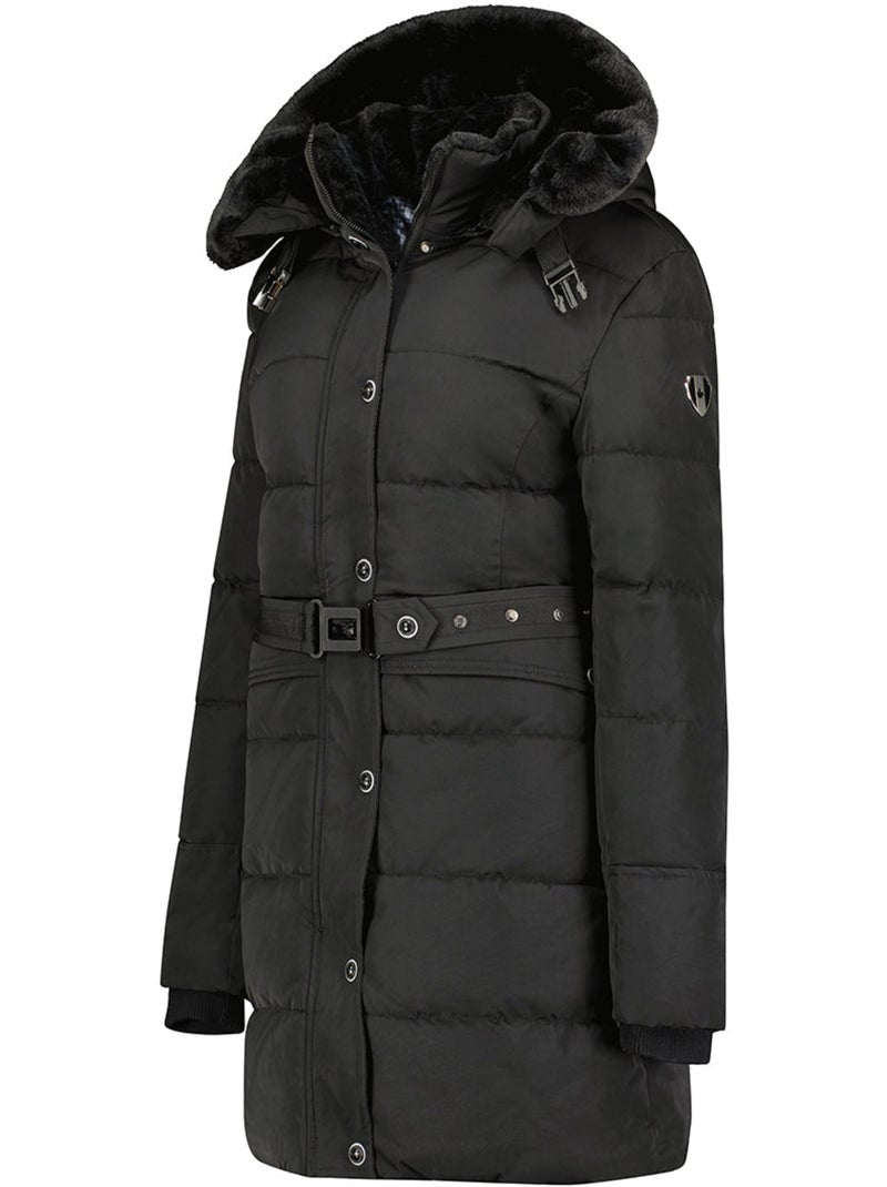 Parka larga con capucha desmontable de piel sintética bettineak – canadian peak Negro - Kiabi