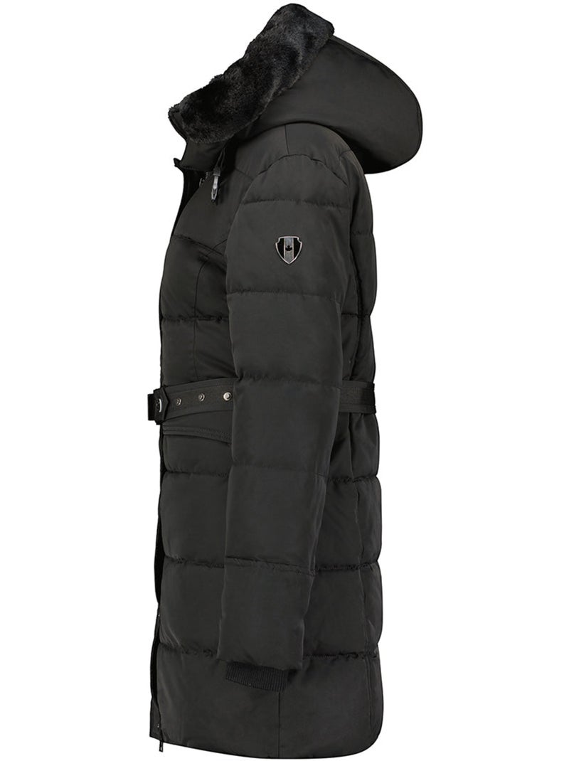 Parka larga con capucha desmontable de piel sintética bettineak – canadian peak Negro - Kiabi