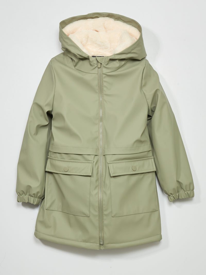 Parka larga con capucha gris - Kiabi