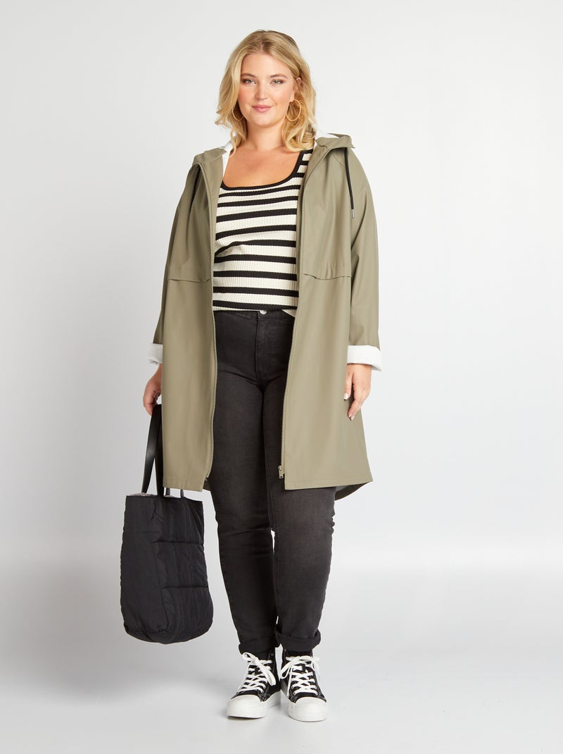 Parka larga con capucha impermeable KAKI - Kiabi