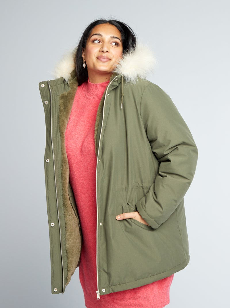 Parka larga con capucha KAKI - Kiabi