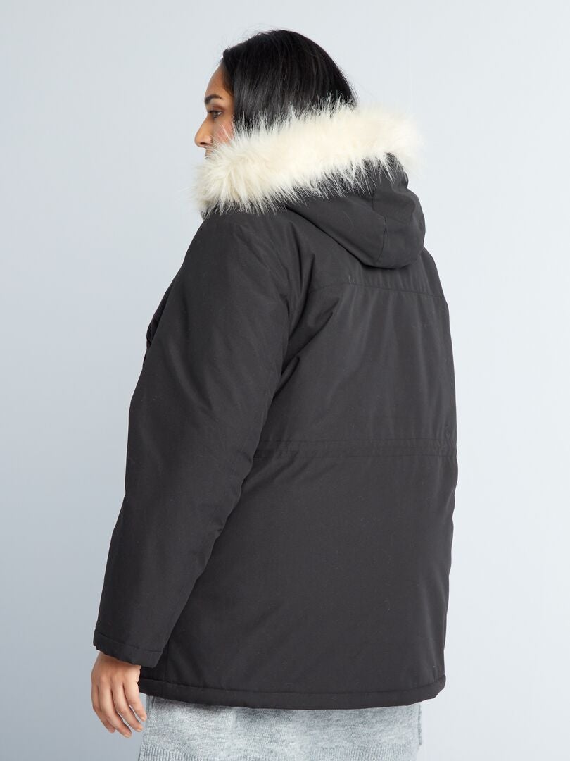Parka larga con capucha Negro - Kiabi