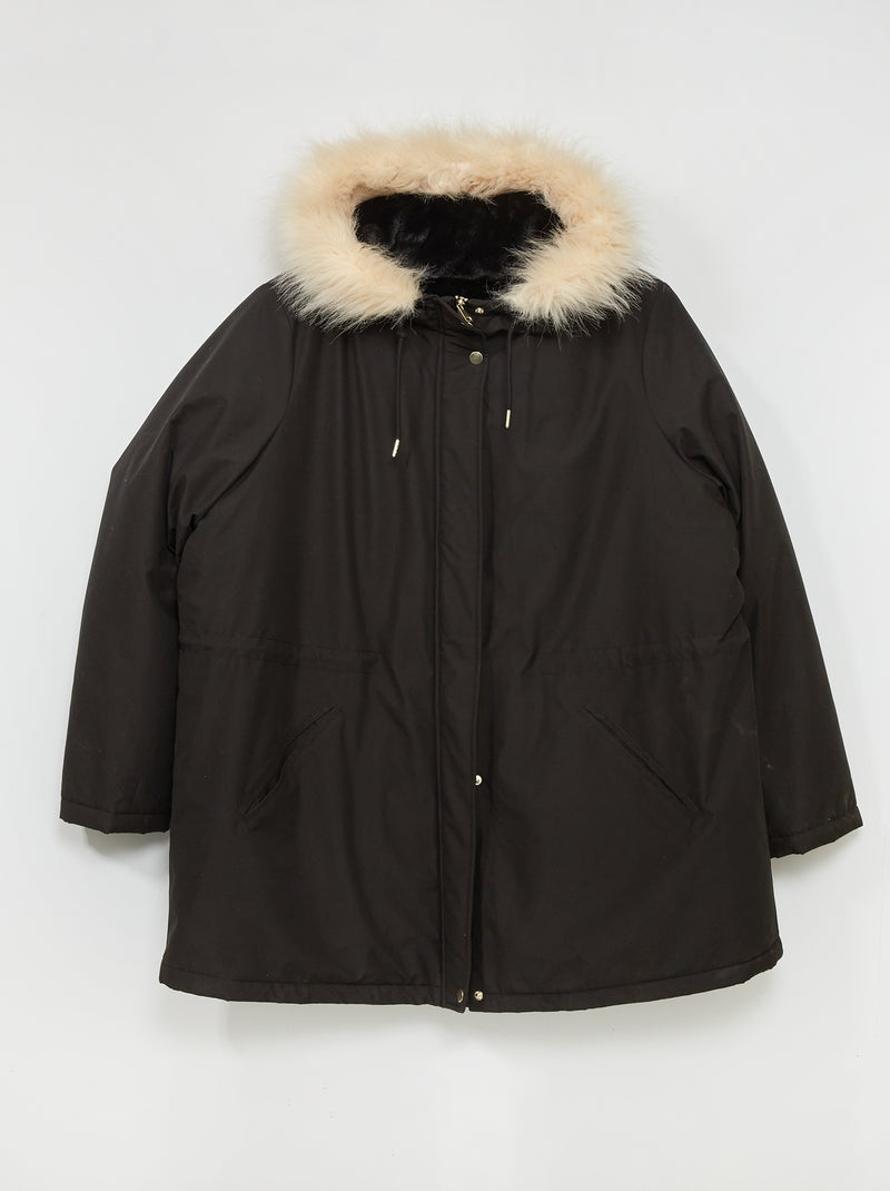 Parka larga con capucha Negro - Kiabi
