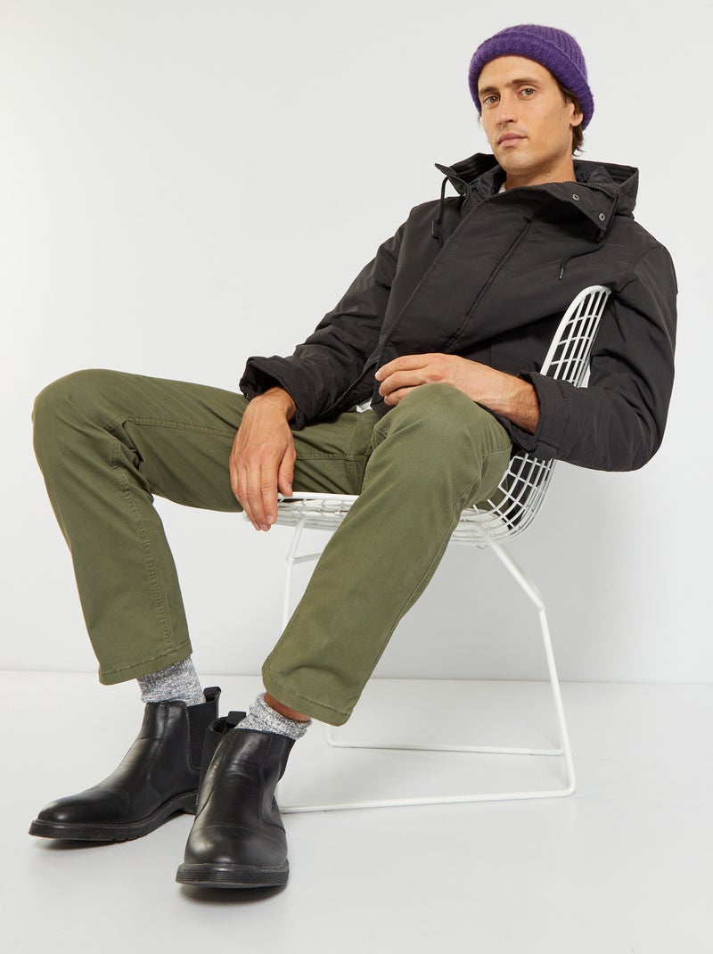 Parka larga con capucha 'Produkt' negro - Kiabi