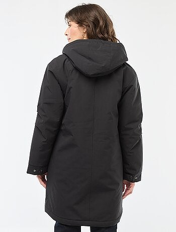 Parka larga con capucha y forro efecto borreguito