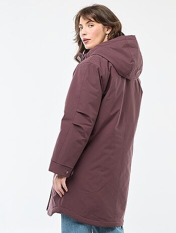 Parka larga con capucha y forro efecto borreguito