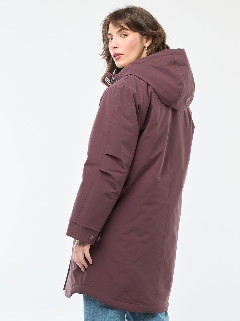 Parka larga con capucha y forro efecto borreguito Purpura - Kiabi