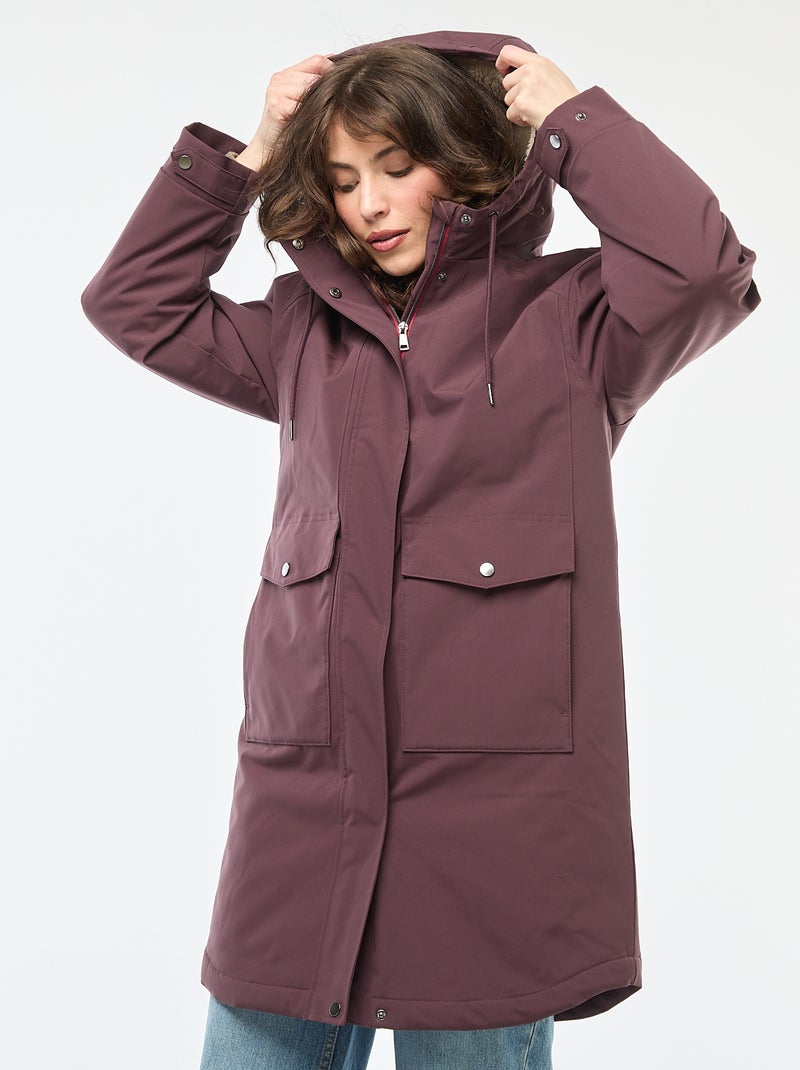 Parka larga con capucha y forro efecto borreguito Purpura - Kiabi