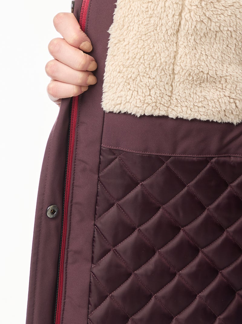 Parka larga con capucha y forro efecto borreguito Purpura - Kiabi