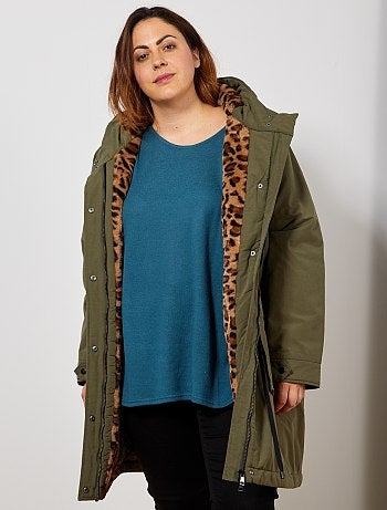 Parka larga con forro de pelo sintético - Kiabi