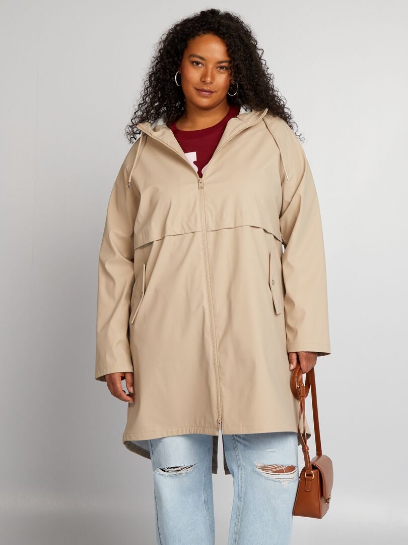 Parka larga encerada con detalles reflectantes BEIGE - Kiabi