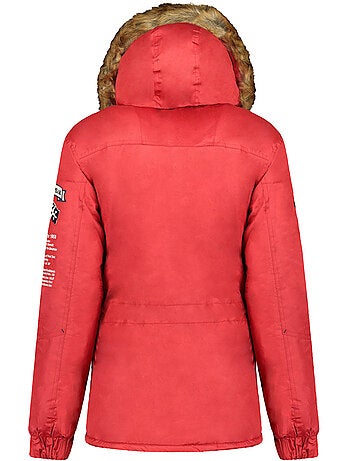 Parka larga entallada con capucha de piel sintética banapeak – canadian peak