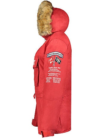 Parka larga entallada con capucha de piel sintética banapeak – canadian peak
