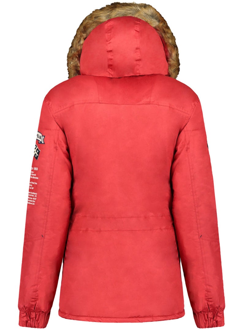 Parka larga entallada con capucha de piel sintética banapeak – canadian peak Rojo - Kiabi