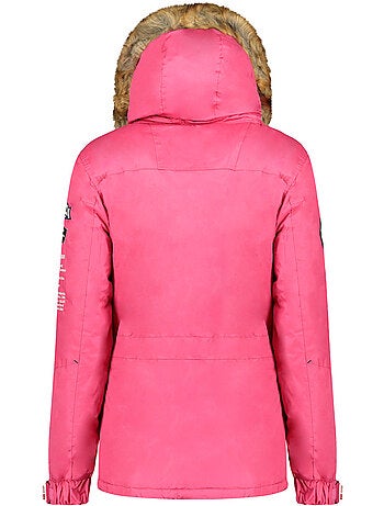 Parka larga entallada con capucha de piel sintética banapeak – canadian peak