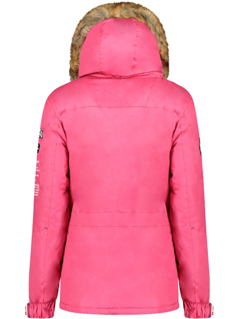 Parka larga entallada con capucha de piel sintética banapeak – canadian peak Rosa fucsia - Kiabi