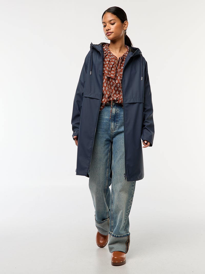 Parka larga hidrófuga con capucha Azul - Kiabi