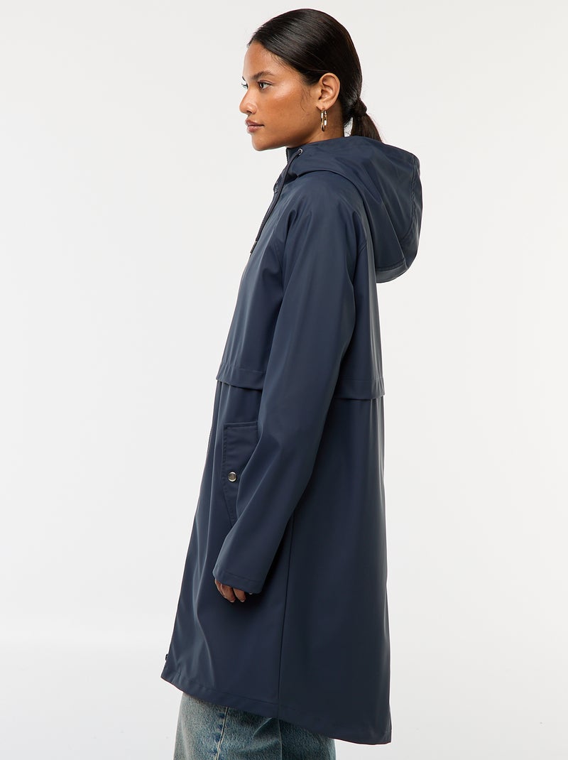 Parka larga hidrófuga con capucha Azul - Kiabi