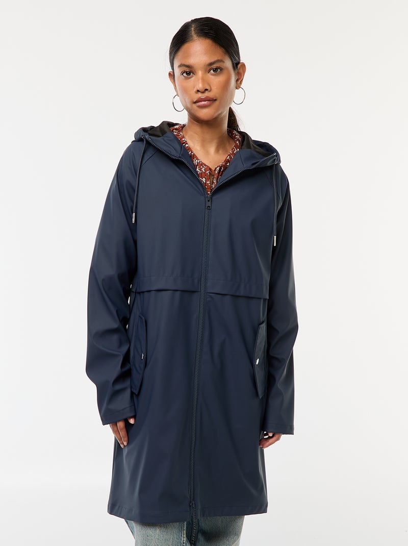 Parka larga hidrófuga con capucha Azul - Kiabi