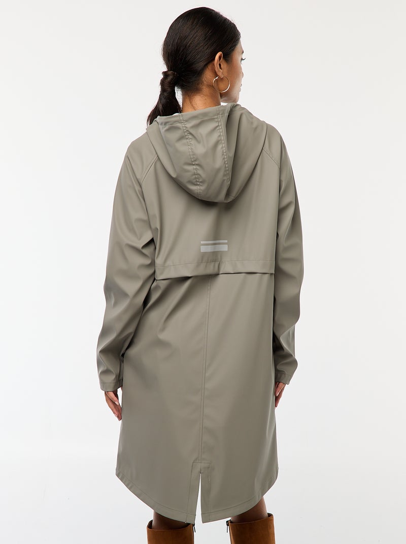 Parka larga hidrófuga con capucha Kaki - Kiabi