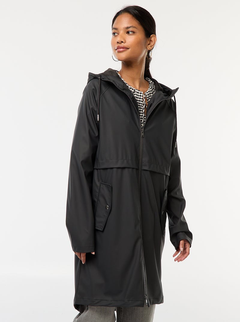 Parka larga hidrófuga con capucha Negro - Kiabi