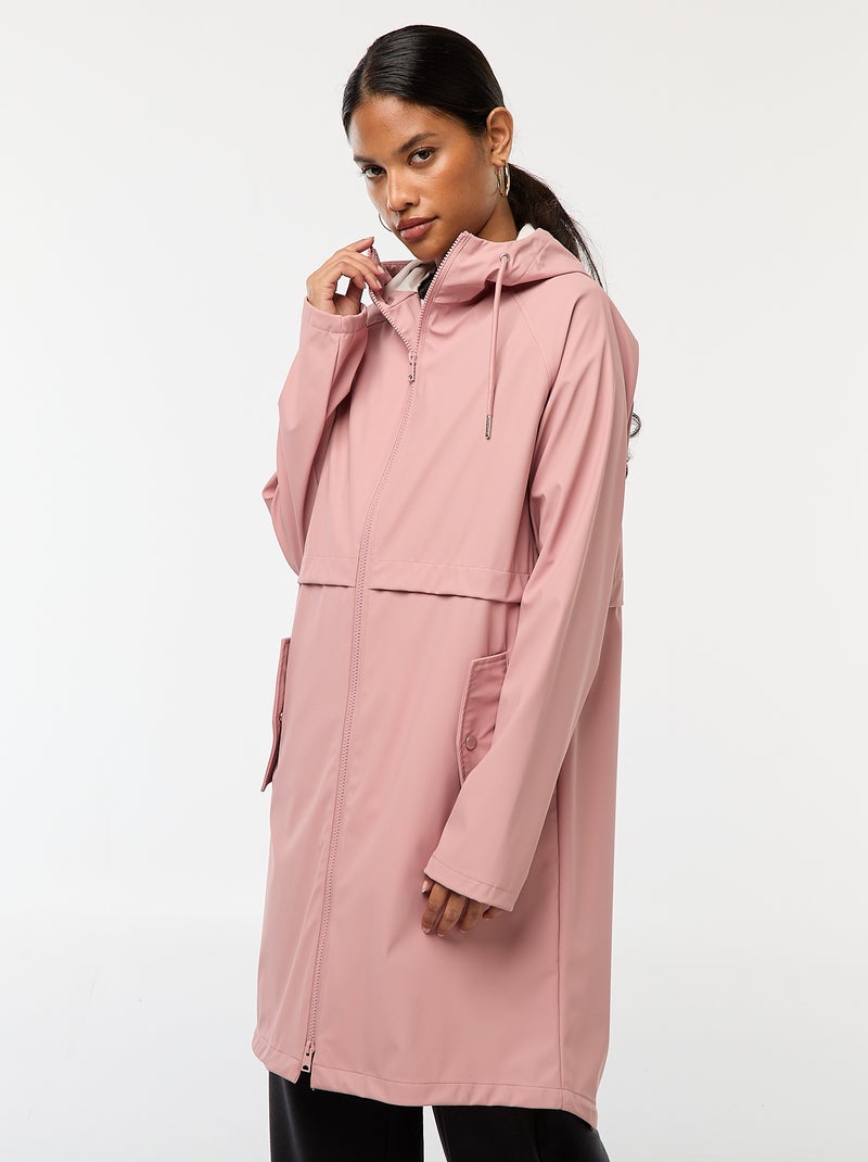 Parka larga hidrófuga con capucha Rosa - Kiabi