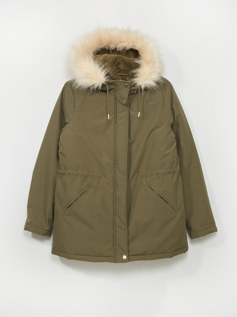 Parka larga impermeable con capucha KAKI - Kiabi