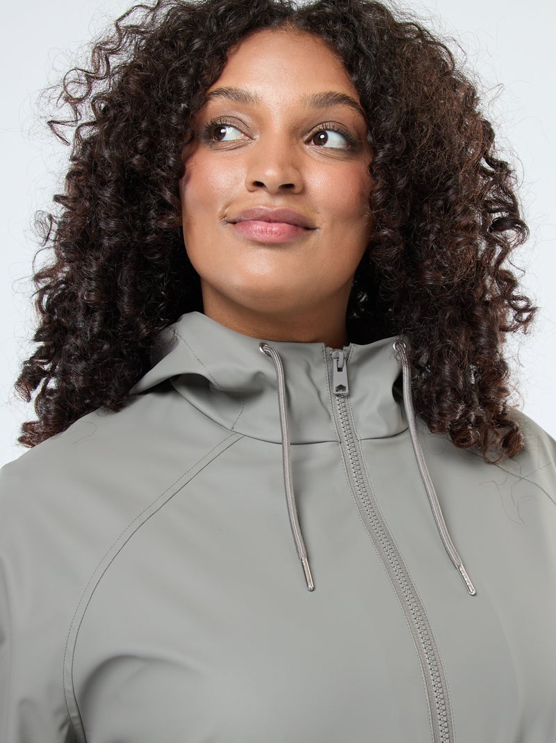 Parka larga impermeable con detalles reflectantes Kaki - Kiabi