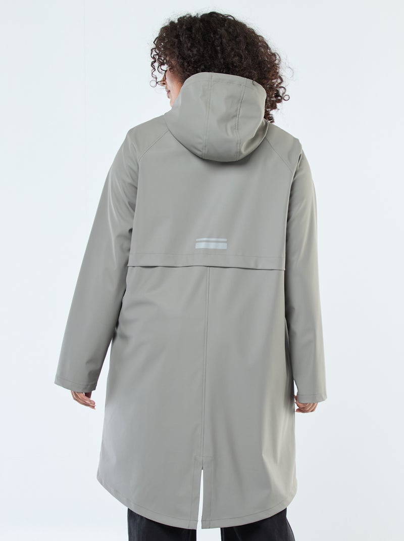 Parka larga impermeable con detalles reflectantes Kaki - Kiabi