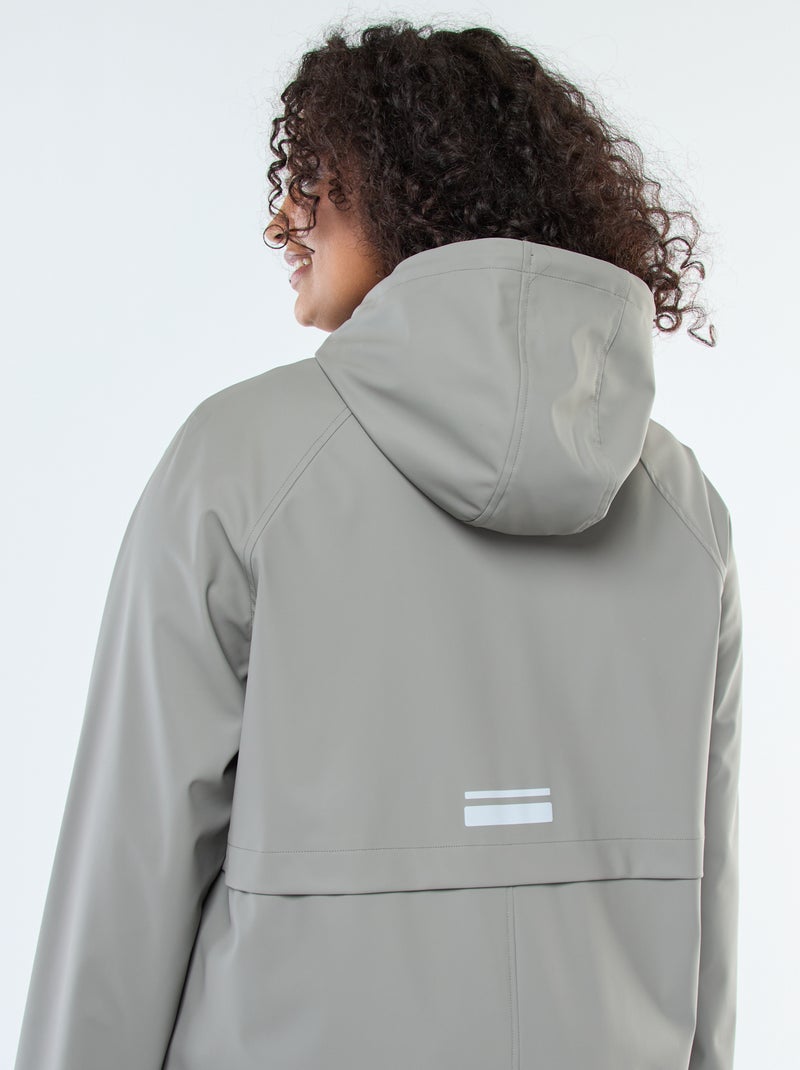 Parka larga impermeable con detalles reflectantes Kaki - Kiabi