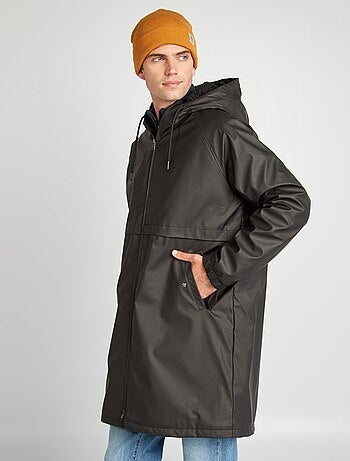 Parka larga impermeable con interior forrado