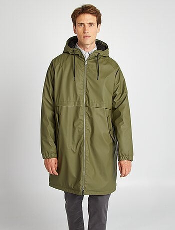 Parka larga impermeable con interior forrado