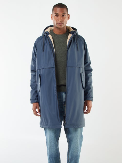 Parka larga repelente al agua con capucha y forro cálido - Kiabi