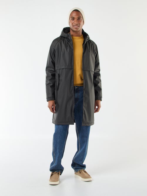 Parka larga repelente al agua con capucha y forro cálido - Kiabi