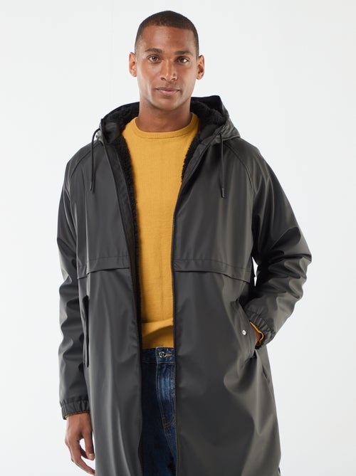 Parka larga repelente al agua con capucha y forro cálido - Kiabi