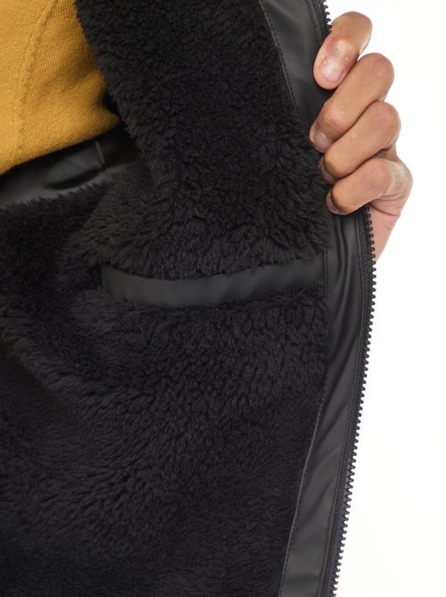 Parka larga repelente al agua con capucha y forro cálido - Kiabi