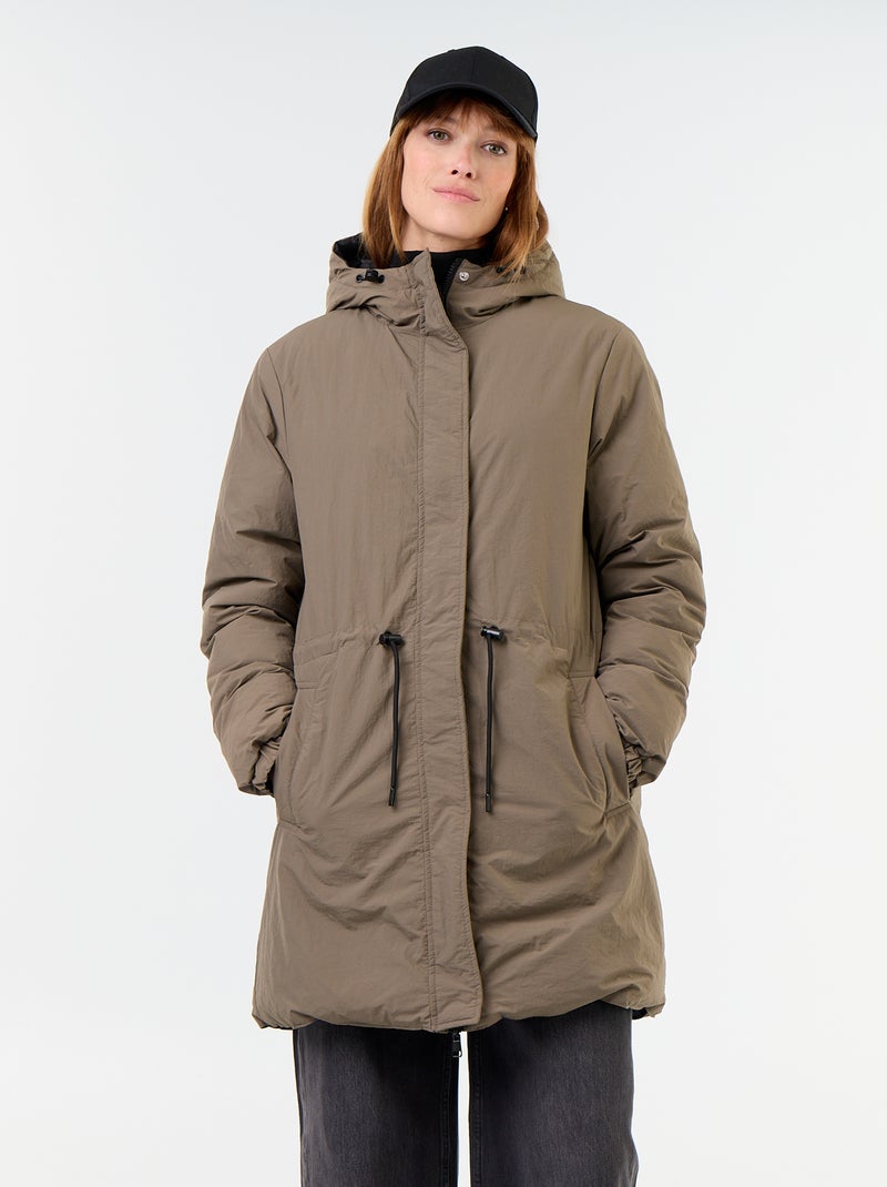 Parka larga reversible Caqui - Kiabi