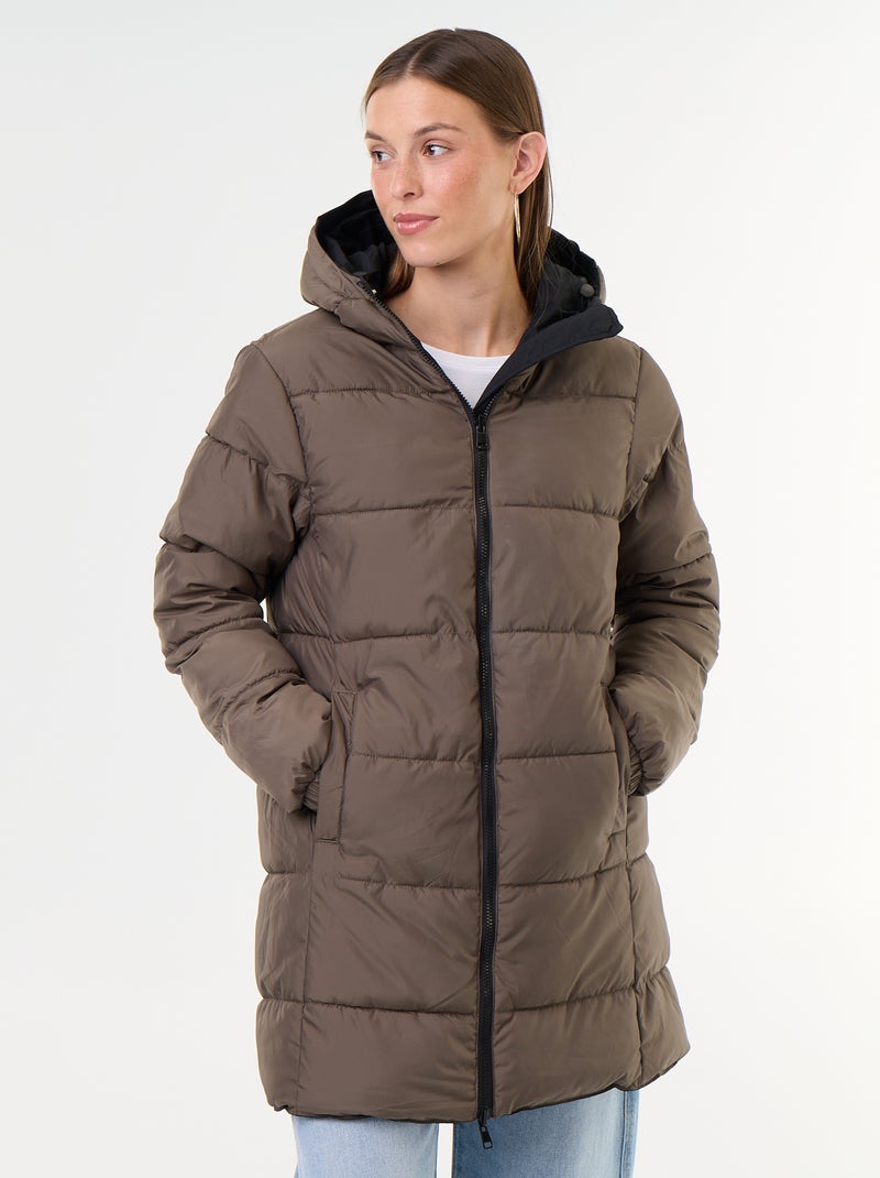 Parka larga reversible Negro - Kiabi