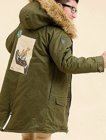 Parka larga verde caqui para hombre | ROCK & PEACE