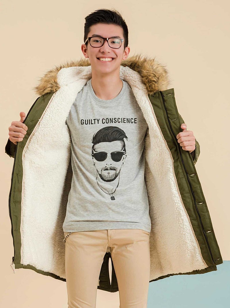 Parka larga verde caqui para hombre | ROCK & PEACE Caqui - Kiabi