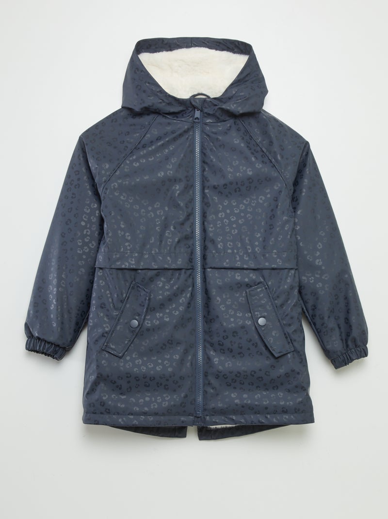 Parka largo medio forrada con capucha AZUL - Kiabi
