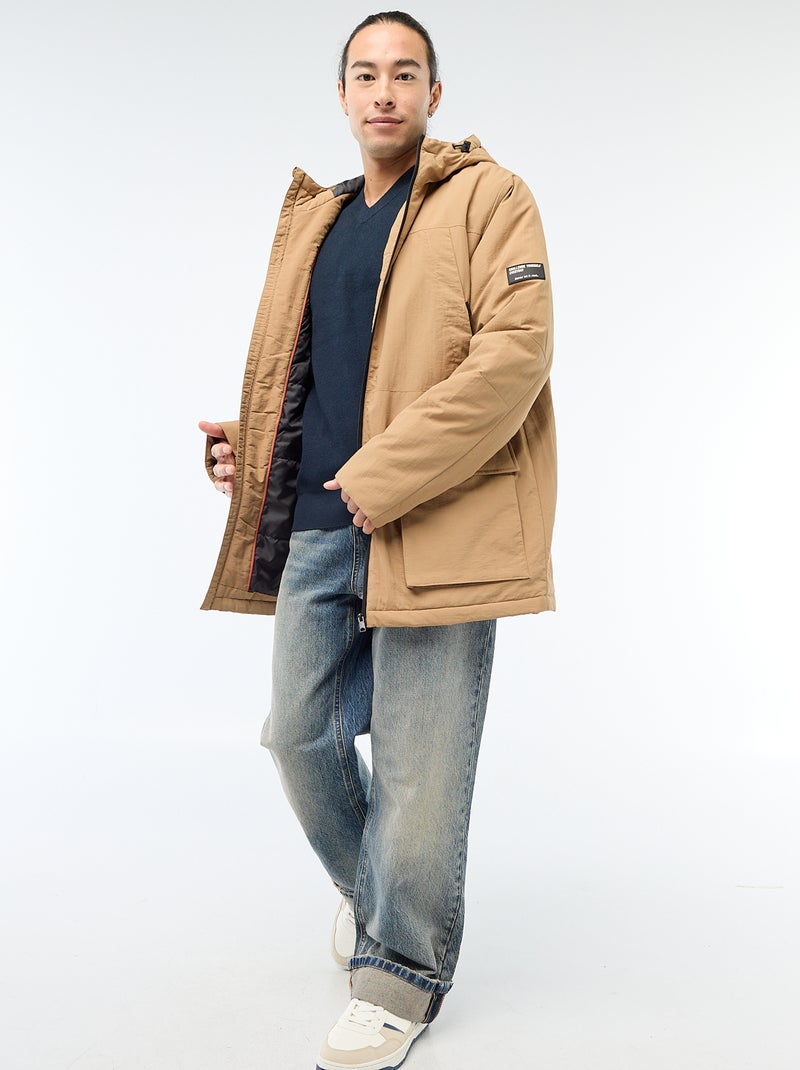 Parka ligera con capucha repelente al agua Beige - Kiabi