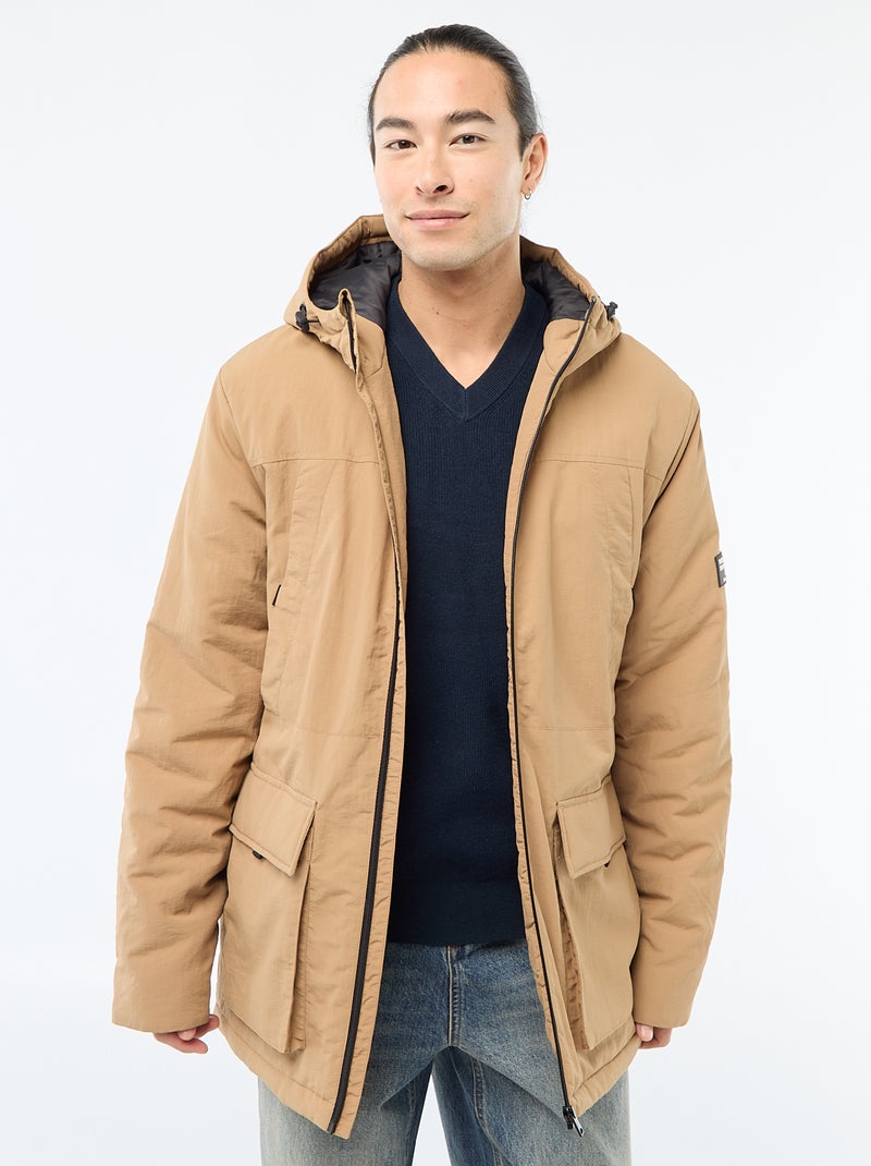 Parka ligera con capucha repelente al agua Beige - Kiabi