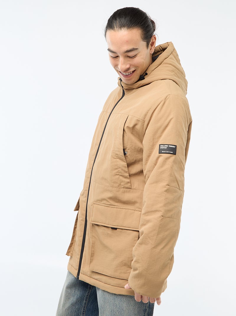 Parka ligera con capucha repelente al agua Beige - Kiabi