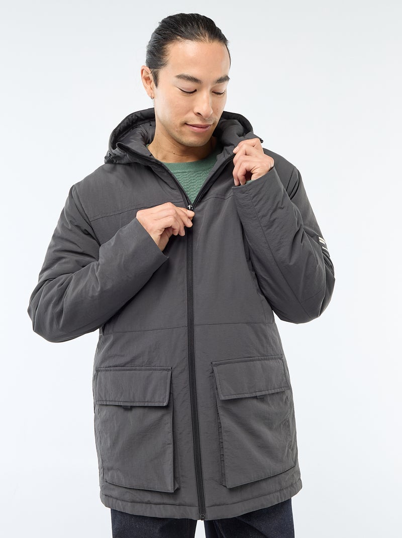 Parka ligera con capucha repelente al agua Negro - Kiabi